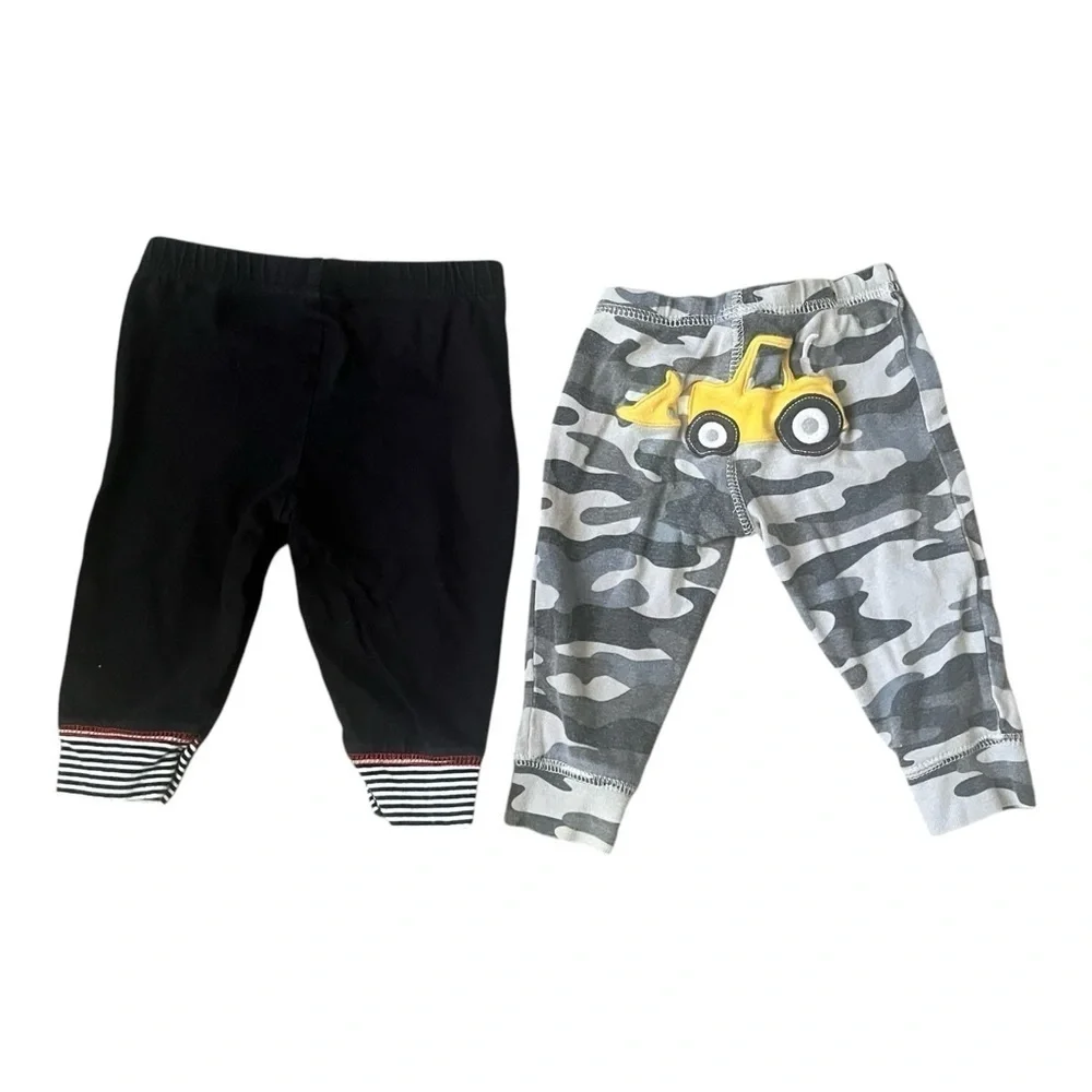 Carter’s pajamas Set of two Black and Camo embroidered baby boy’s 6 Mo cotton